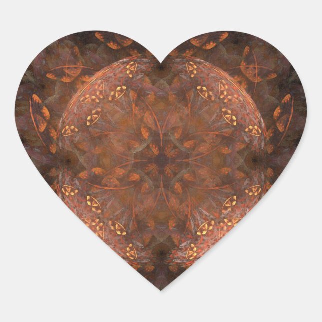 Golden Copper Shimmer Heart Sticker (Front)