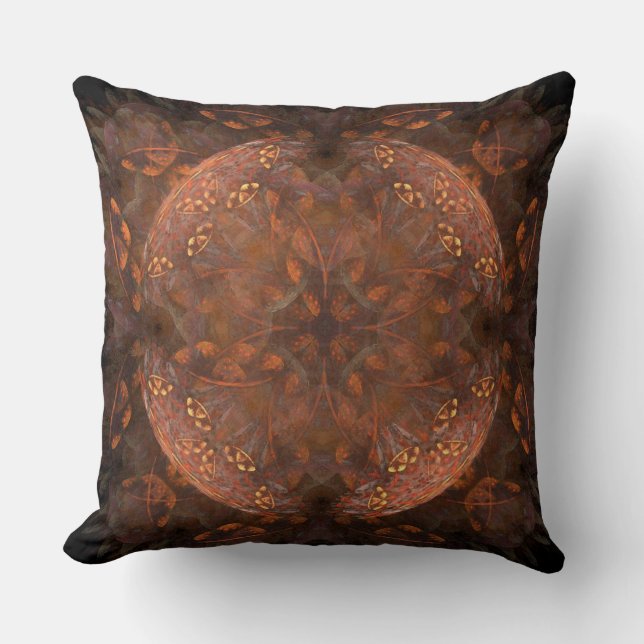 Golden Copper Shimmer Throw Pillow (Front)