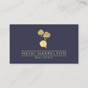 Golden Cotton Plant on Dusky Blue Business Card