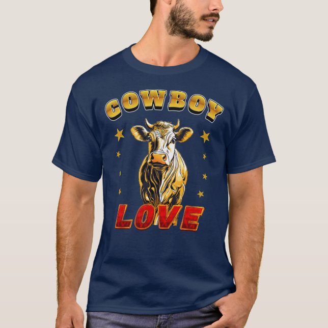 Golden cowboy cow for western fans T-Shirt (Front)