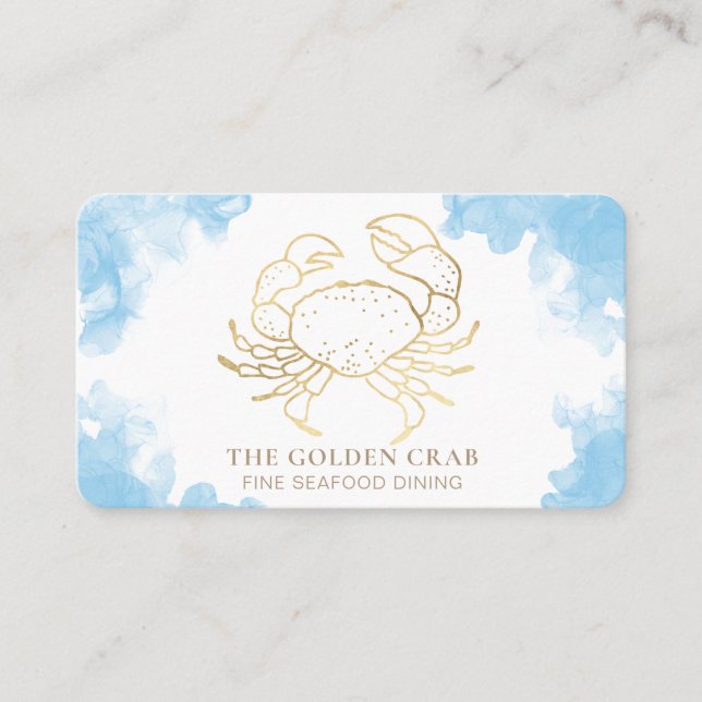 *~* Golden Crab Fine Dining by The Sea Beach Business Card (Front)