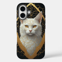 Golden Cracked Cat Face Mystical Animal Art ✨