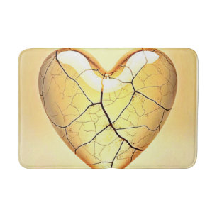 Golden Cracked Heart Art Bath Mat