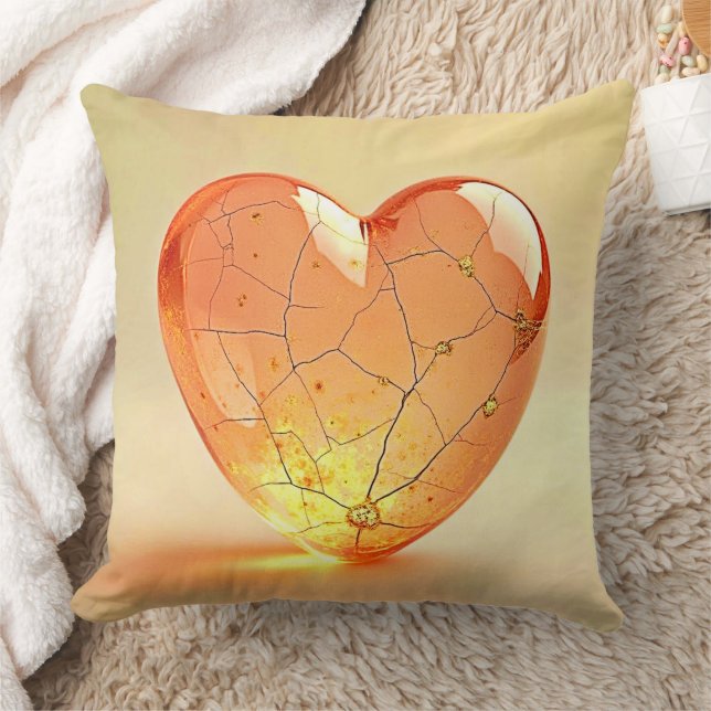 Golden Cracked Heart Glow Cushion (Blanket)