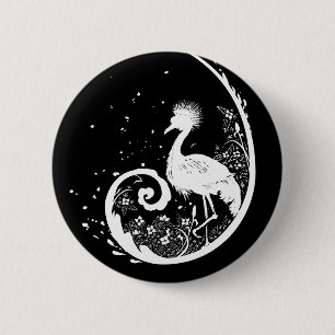 Golden Crane Silhouette 6 Cm Round Badge