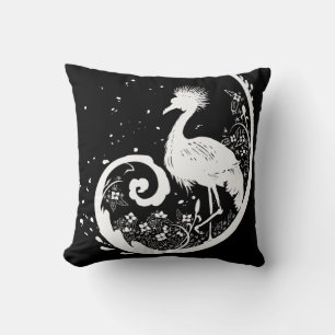 Golden Crane Silhouette Cushion