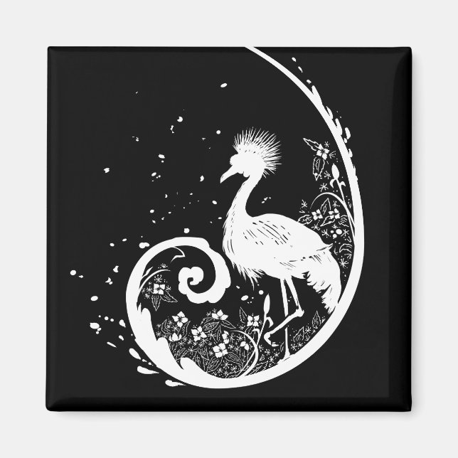 Golden Crane Silhouette Magnet (Front)