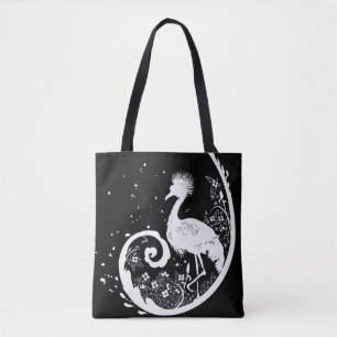 Golden Crane Silhouette Tote Bag