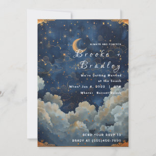 Golden Crescent Dream Sky Wedding Invitation