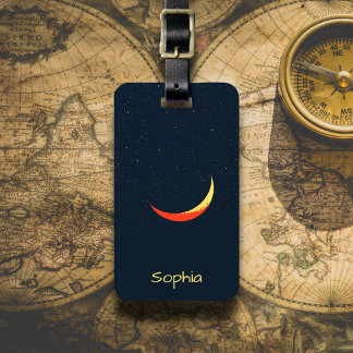 Golden Crescent Moon Luggage Tag
