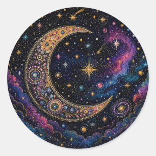 Golden Crescent & Starry Sky Sticker