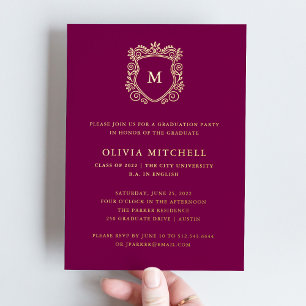 Golden Crest   Elegant Wine Color Graduation Party