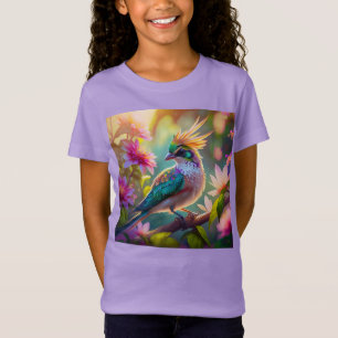 Golden Crested Green Headed Finch Fantasy Bird T-Shirt