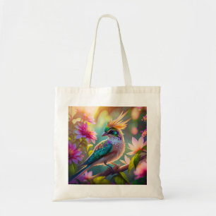 Golden Crested Green Headed Finch Fantasy Bird Tote Bag
