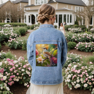 Golden Crested Honeyeater Fantasy Bird Denim Jacket