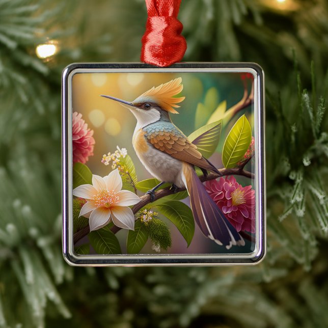 Golden Crested Honeyeater Fantasy Bird Metal Tree Decoration (Tree)