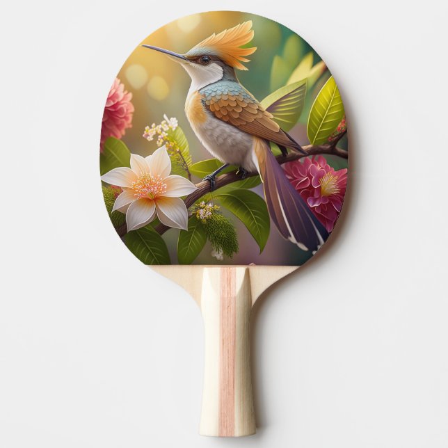 Golden Crested Honeyeater Fantasy Bird Ping Pong Paddle (Front)