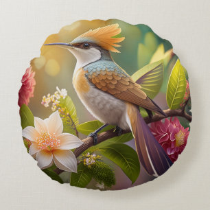 Golden Crested Honeyeater Fantasy Bird Round Cushion