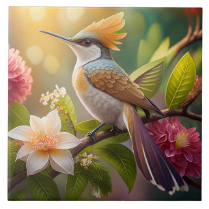 Golden Crested Honeyeater Fantasy Bird Tile