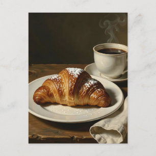 Golden Croissant Coffee Still Life Postcard