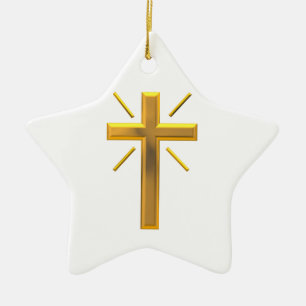 Golden Cross 4 Ceramic Tree Decoration