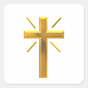 Golden Cross 4 Square Sticker