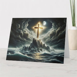 Golden Cross at a Stormy Sea Card