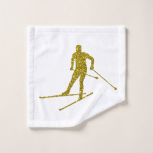 Golden Cross-country skiing Wash Cloth