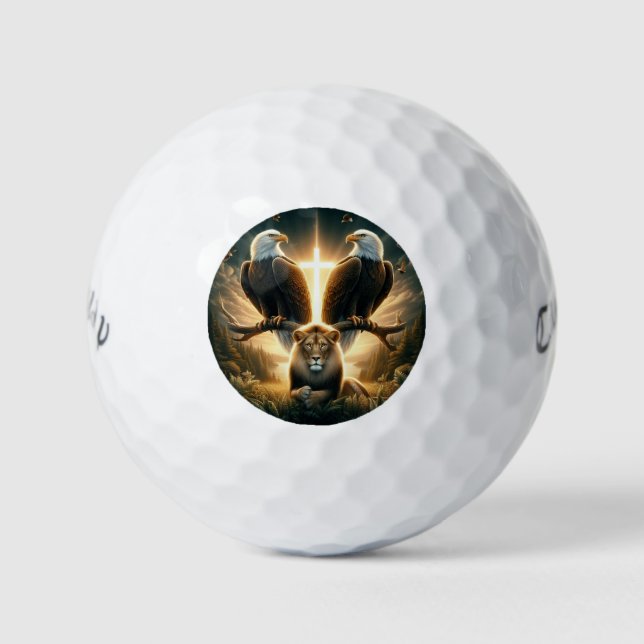 Golden Cross Double Eagle with Lion Pride  Golf Balls (Front)