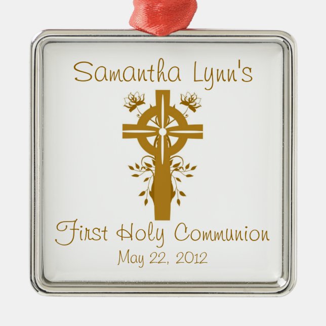 Golden Cross First Holy Communion Ornament Favour (Front)