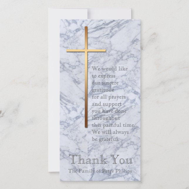 Golden Cross Marble 2 Sympathy Thank You (Front)