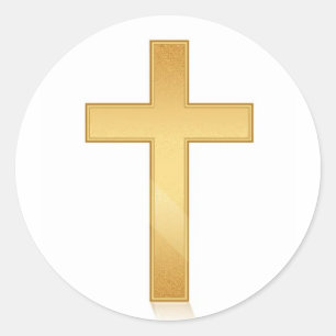 Golden Cross Modern Minimalist Elegant Catholic Classic Round Sticker