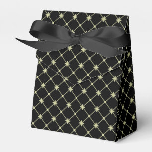 Golden Cross Square Pattern on Black Favour Box