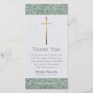 Golden Cross Stone 2 Funeral Thank You Photo Card