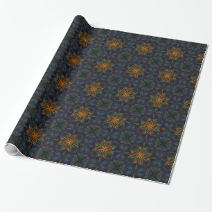 Golden Cross Symmetrical Pattern Wrapping Paper