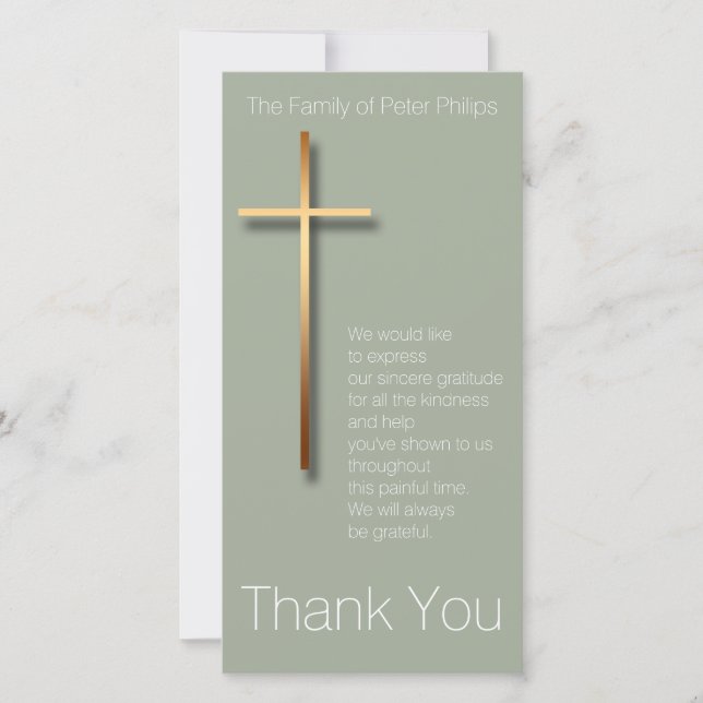 Golden Cross Sympathy Thank You Choose Colour 2 (Front)