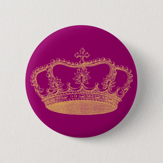 Golden Crown 6 Cm Round Badge (Front)
