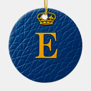 Golden Crown Above Stylish Letter E Ceramic Tree Decoration
