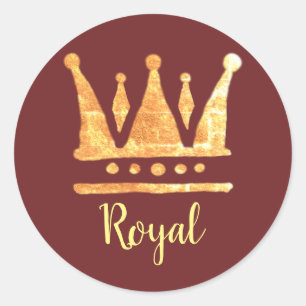 Golden Crown Classic Round Sticker, Glossy Sticker