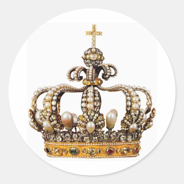 Golden Crown I Classic Round Sticker (Front)