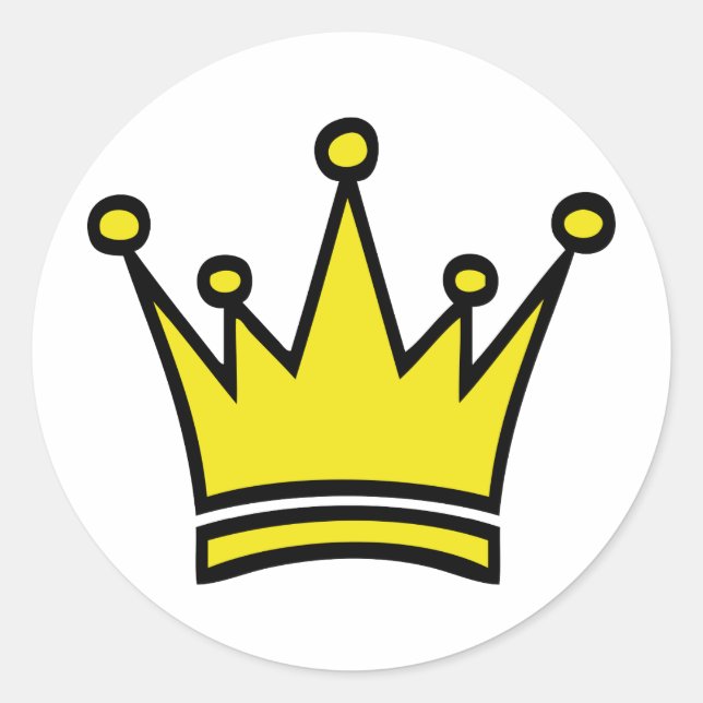 golden crown icon classic round sticker (Front)