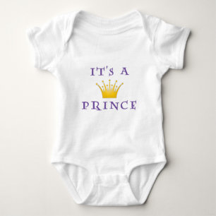 Golden Crown "It's a Prince" with Wizard font Baby Bodysuit