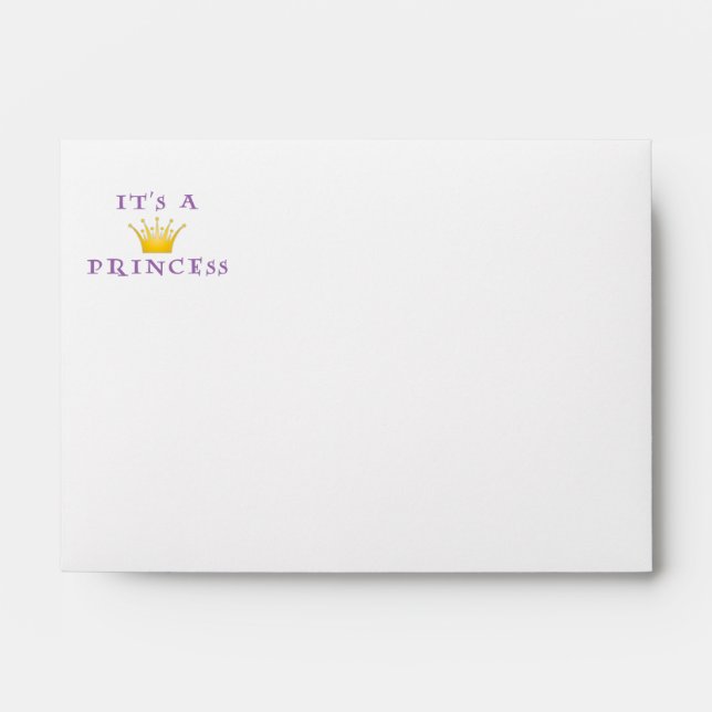 Golden Crown "It's a Princess" with Wizard font Envelope (Front)