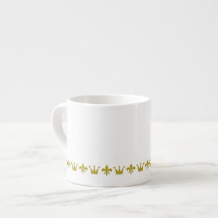 Golden Crown & Lily Border + your ideas Espresso Cup