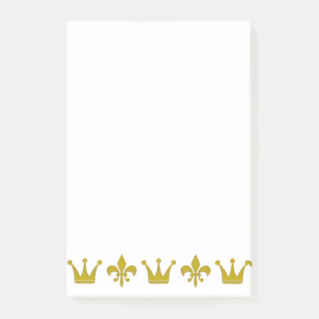 Golden Crown & Lily Border + your ideas Post-it Notes (Front)