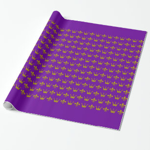 Golden Crown & Lily Border + your ideas Wrapping Paper