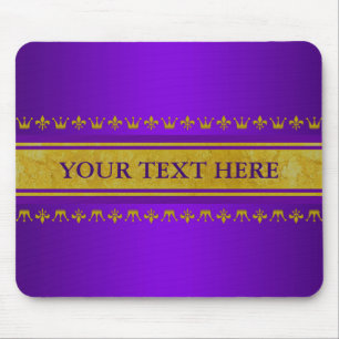 Golden Crown & Lily Border + your text & backgr. Mouse Pad