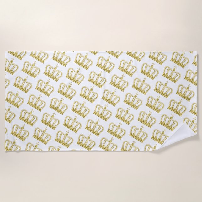 Golden Crown - luxury royal Beach Towel (Front)