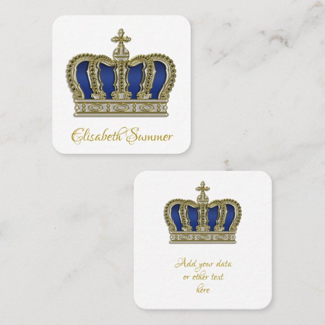 Golden Crown - luxury royal Square 5 Square Business Card (Front/Back)