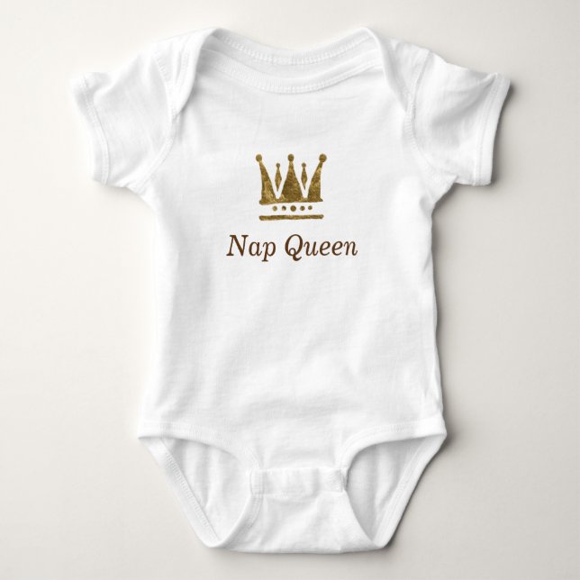 Golden crown, Nap Queen Baby Jersey Bodysuit (Front)